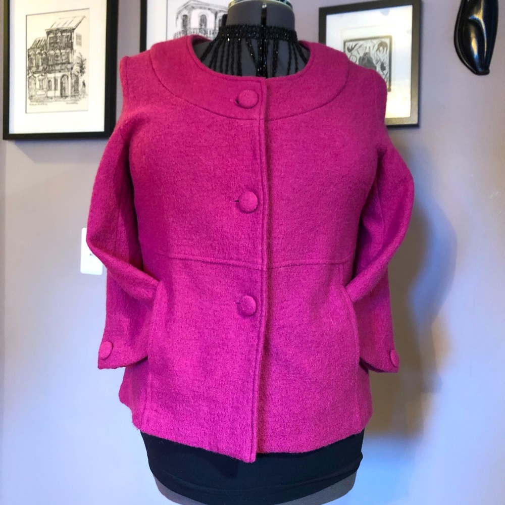 Harvé Benard Fuchsia Wool Lightweight Jacket L